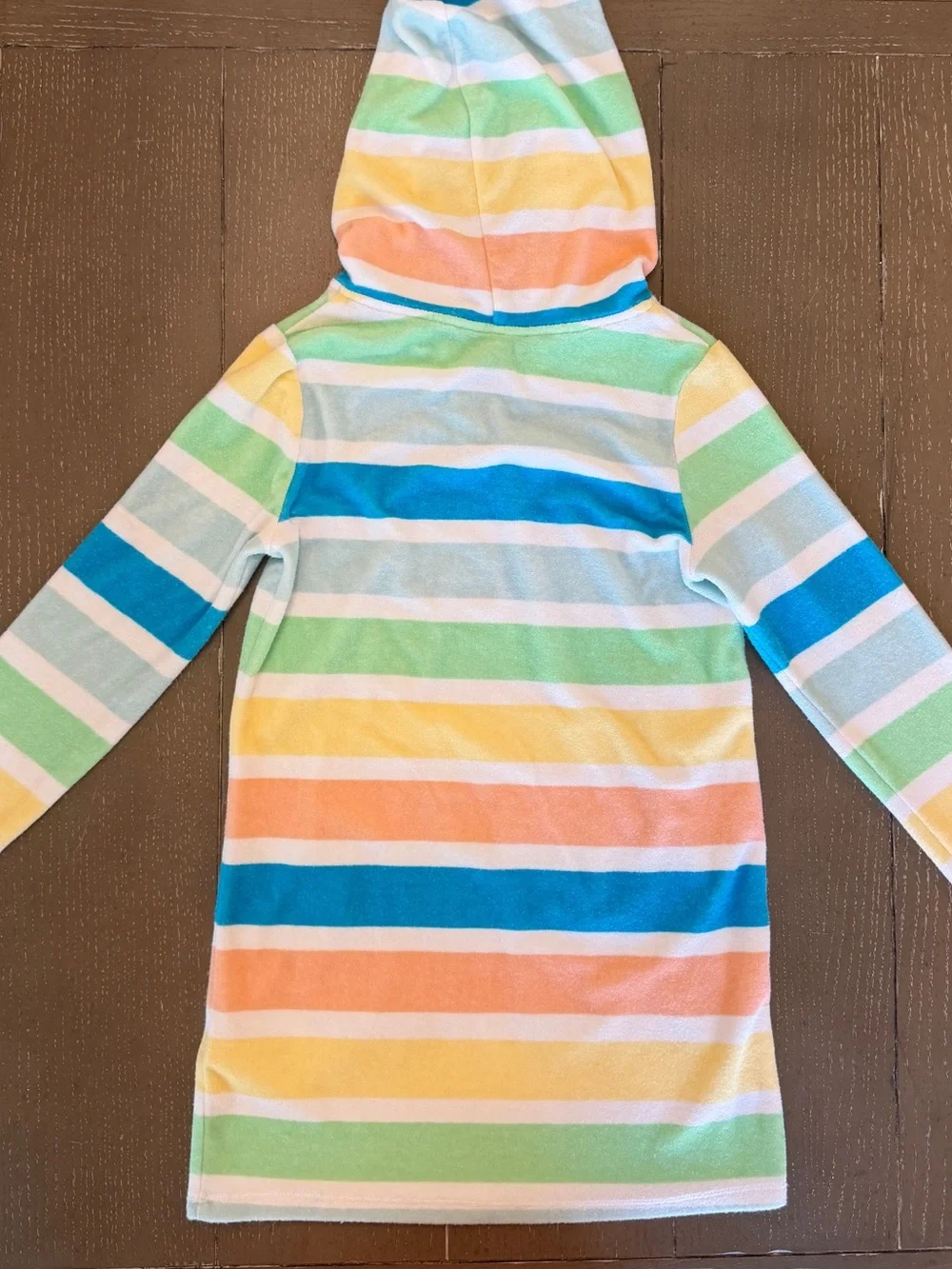 Lands’ End Girls’ Terrycloth Pastel Stripe Swim/Beach Cover-Up • Size 8 (M)